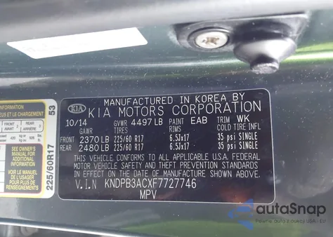 2015 Kia Sportage Lx from USA, damaged, VIN KNDPB3ACXF7727746